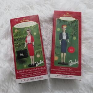 Hallmark Barbie Ornaments Set of 2 Commuter Set Busy Gal Fashion